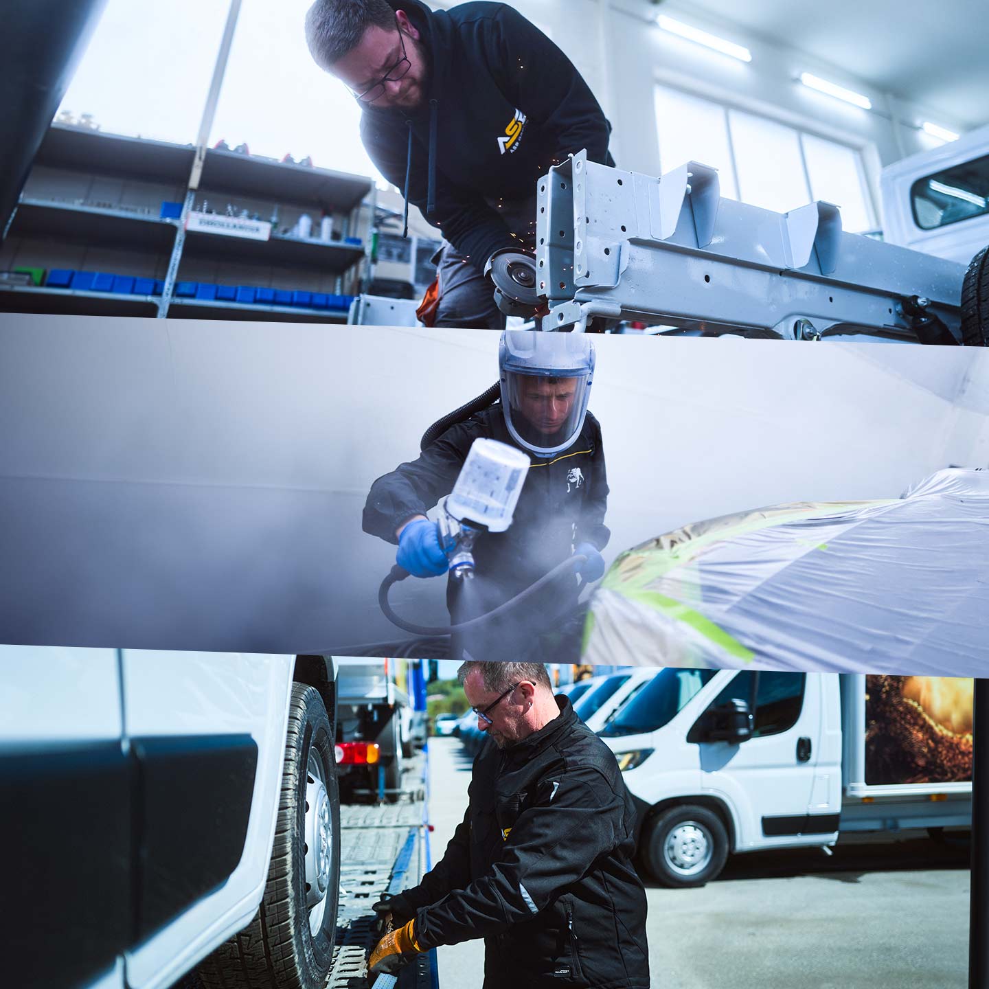 Ein Mitarbeiter der ASB Group während der Arbeit an der Celette Richtbank