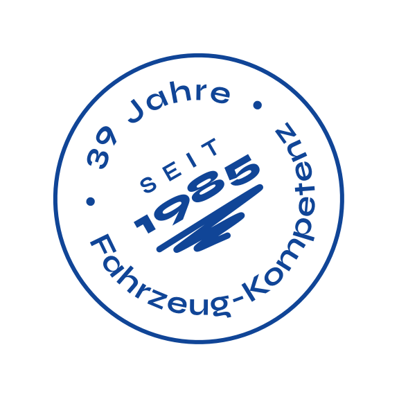 Abzeichen "39 Jahre Fahrzeugkompetenz" in blau