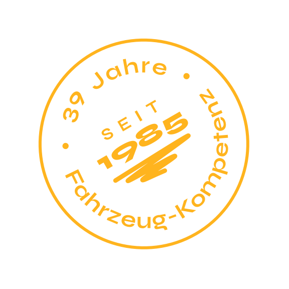 Abzeichen "39 Jahre Fahrzeugkompetenz" in gelb